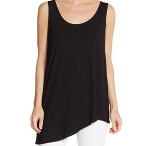 Eileen Fisher Petite Black Silk Asymmetrical Tank Top Sleeveless Blouse PS